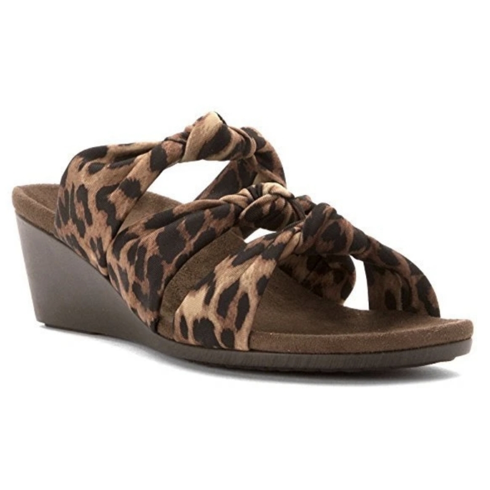NIB Vionic Park Rizzo Leopard Print Wedge Sandals Women's 9M